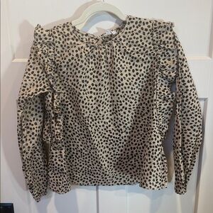 Crewcuts Kids' Black and Cream Ruffle Sleeve Top with gold threads. Great shape!